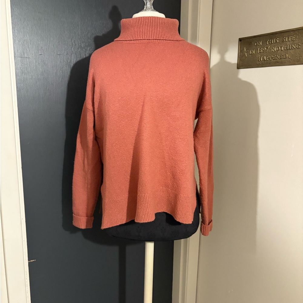 💜 LOFT Warm Terracotta Turtleneck Sweater in Cotton Wool Blend 🦭